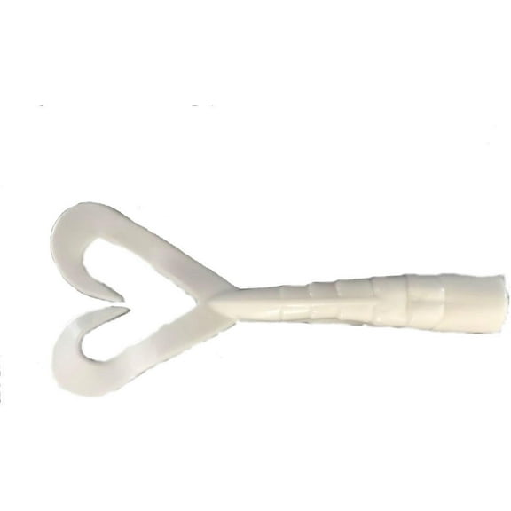 4" Fat Twin Tail Grub Lures, 32 Pcs White (4 Packs, 8 Pcs Each), for Freshwater & Saltwater Fishing, Includes Soft Plastic Bodies, Ideal for Bass, Walleye, Pike & Jig Trailers