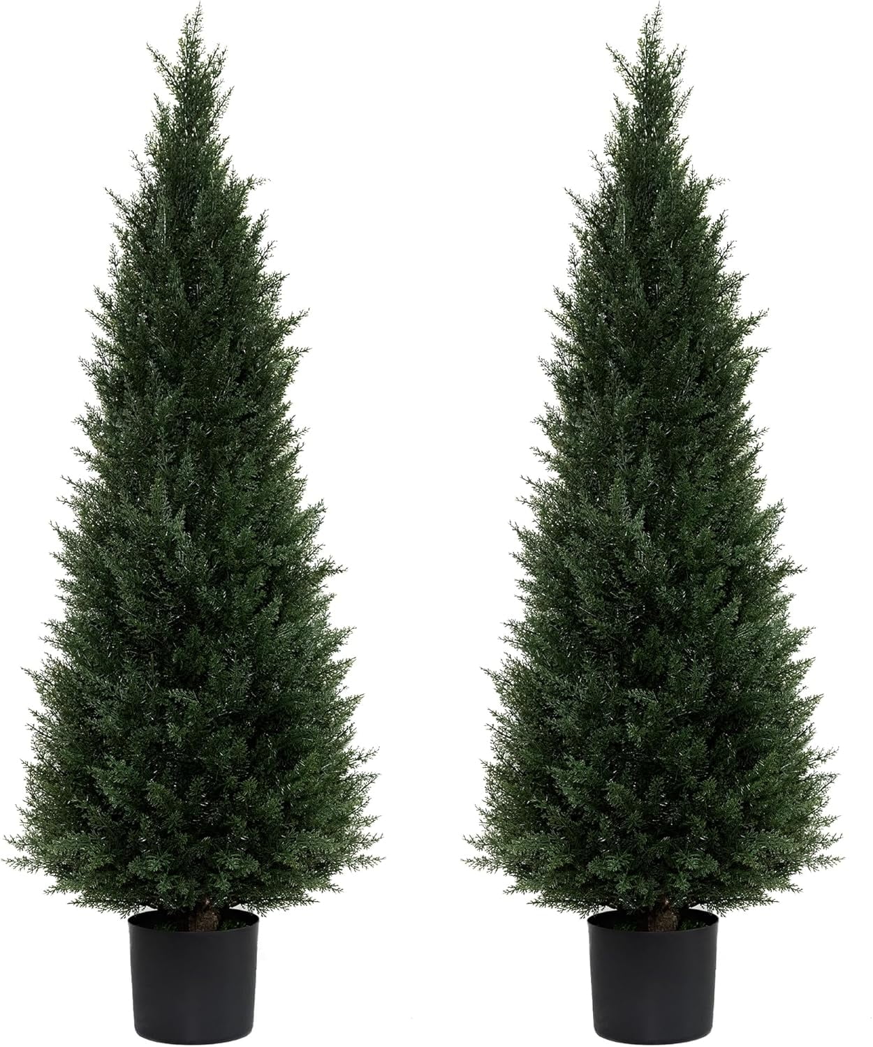 4-Foot Green Artificial Cypress Topiary in White Planter