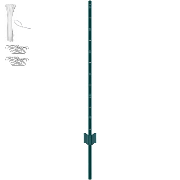 4 Feet Fence Post 10 Pack T-Post Heavy Duty Metal Fence Posts Green, carbon steel Build, for Home Renovation Bathroom Kitchen Utility Use, DIY Installation, Repair Projects, Wall Floor Upgrades