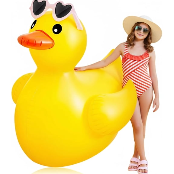 4 Feet Giant Inflatable Duck Huge Funny Rubber Duck Large Blow up Duck Inflatable Duck Pool Float for Summer Beach Swimming Pool Party Decoration(Glasses)