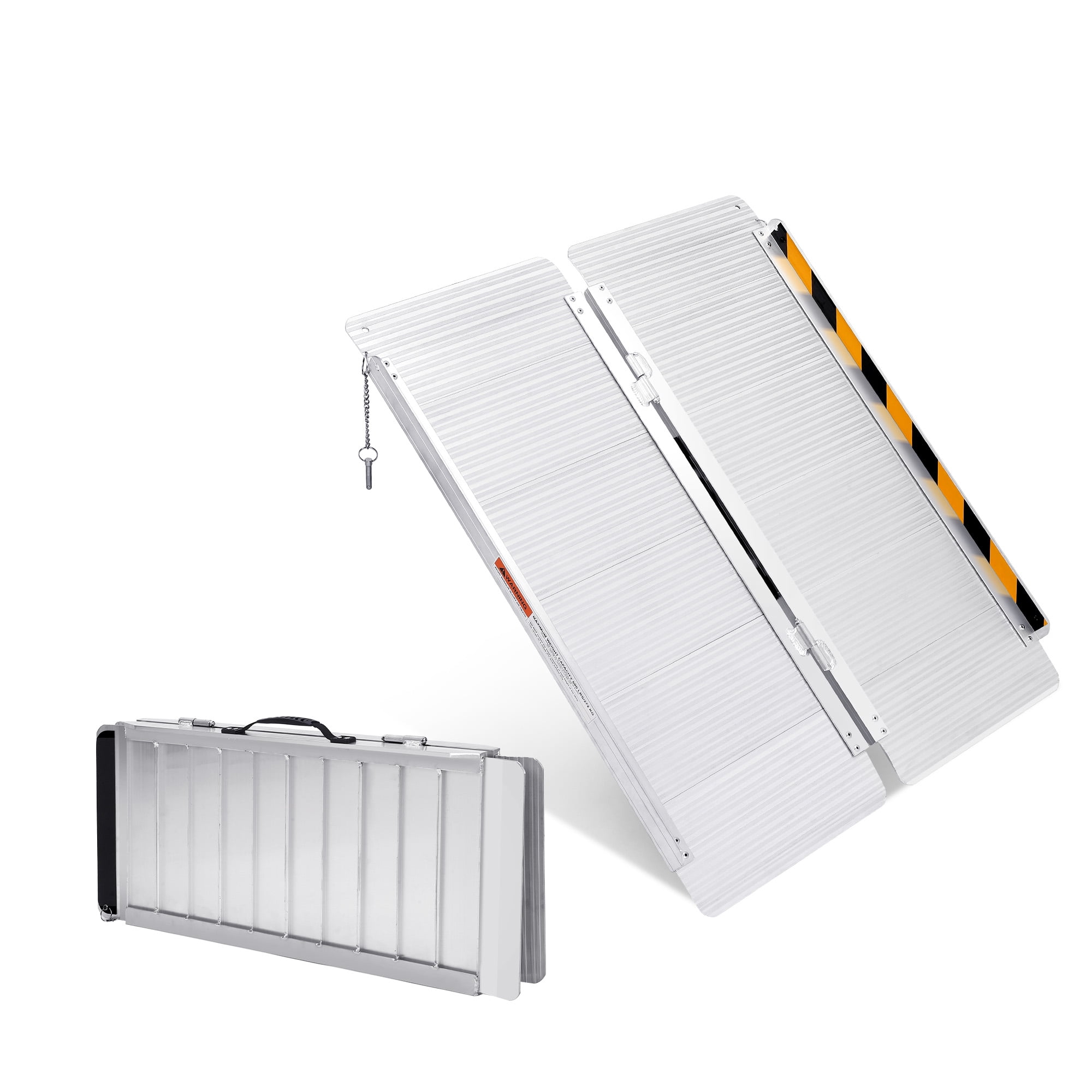 Yellow Ramp Handle 4 Feet Portable Wheelchair Ramp, Non-Skid Aluminum Handicap Ramps with ...
