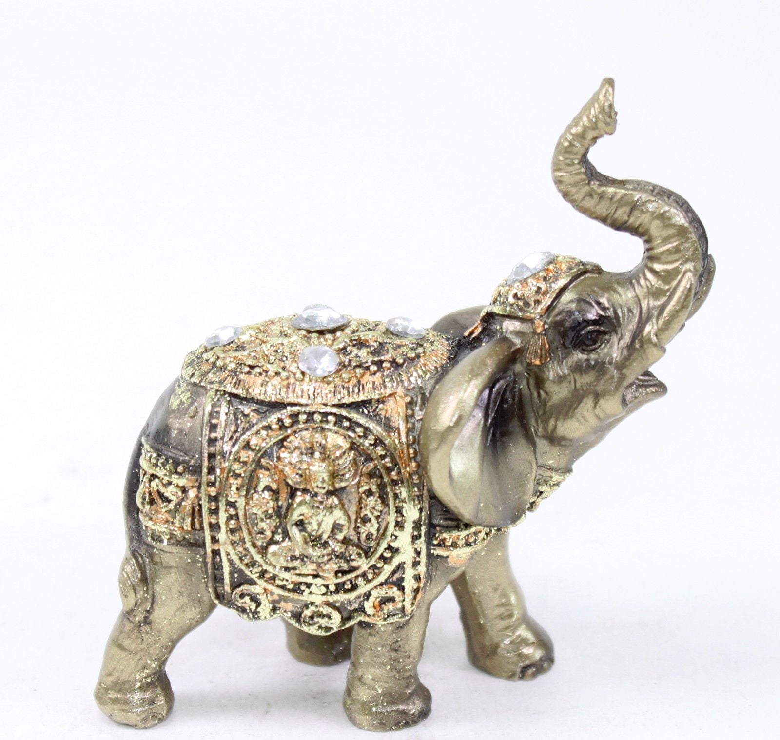 4" Feng Shui Bronze Elephant Trunk Statue Wealth Lucky Figurine Gift Home Decor G16558