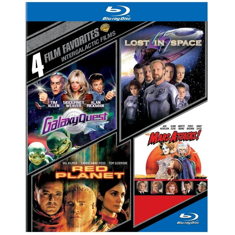 4 Film Favorites: Intergalactic Films (Blu-Ray, 2014) Mars Attacks, Red  Planet, Galaxy Quest, Lost in Space