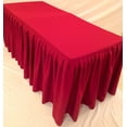 thumbnail image 1 of 4' Fitted Polyester Double Pleated Table Skirting Cover w/Top Topper 21 COLORS", (Color: Red), 1 of 4