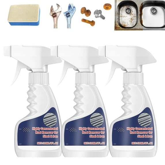 4 Fl Oz Rust Remover Spray For Metal,Highly Concentrated Rust Remover For Steel Copper Stainless Steel Metals Furniture ,Heavy Duty Rust Remover Spray No Scrubbing, Fast Acting Rust Stain Remover