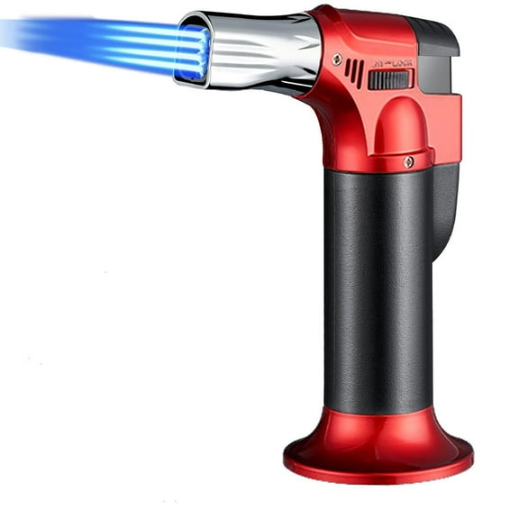 4-Flames Blow Torch,Kitchen Butane Torch,Refillable Culinary Gas Flamethrower Torch Lighter with Safety Lock Adjustable Flame for Desserts Creme Brulee BBQ Baking Camping(Butane Not Included)