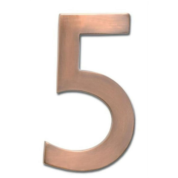 4" Floating House Number Antique Copper "5"