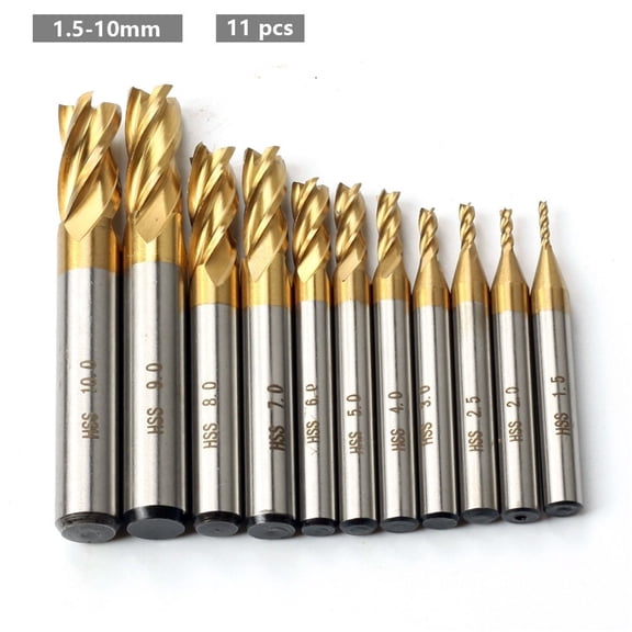 4 Flute Mill End Mill Set 7/11 Pieces 1.5-1.0 Mm Milling Cutter For Wood Metal Steel Milling ,High Efficiency