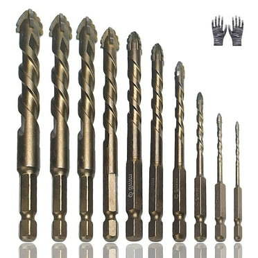 4‑Flute Sawtooth Eccentric Drill Bits – Titanium‑Coated Carbide Tips, 2‑in‑1 Drill & Tap Combo Kit, Multi‑Size Hex Shank Set for Metal, Wood, Plastic & Masonry