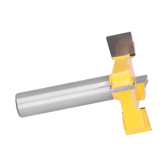 4-Flute Tipped Slab Router Bit for Woodworking Milling: 1/2in x 2in, Silver/Yellow, Tungsten Steel, Anti-Rebound Design, PTFE Coating, Compatible with CNC and Desktop Woodworking
