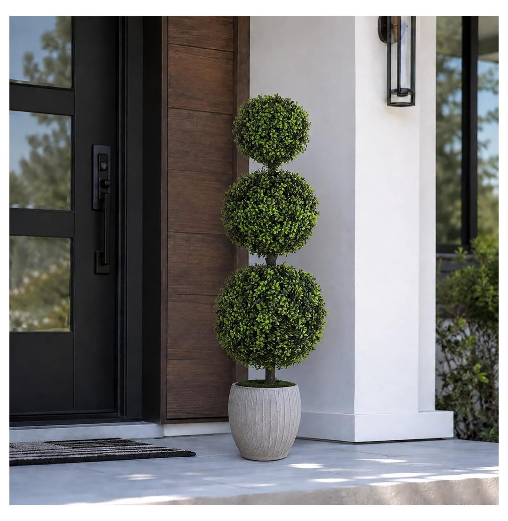 4 Foot Artificial English Boxwood Topiary Tree 2 Pack Indoor Outdoor ...