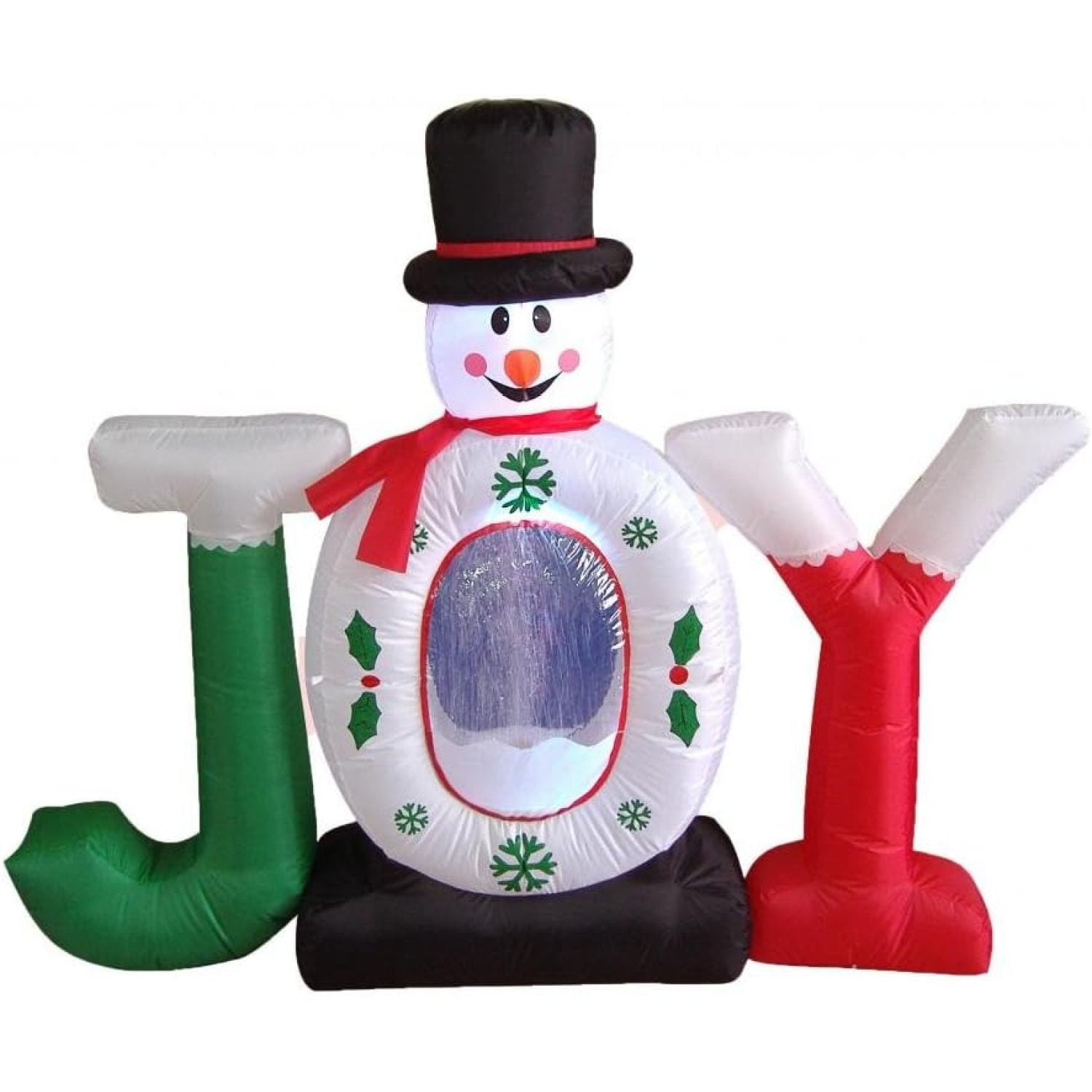 4 Foot Christmas Inflatable Joy Snowman Snow Globe Yard Decoration LED