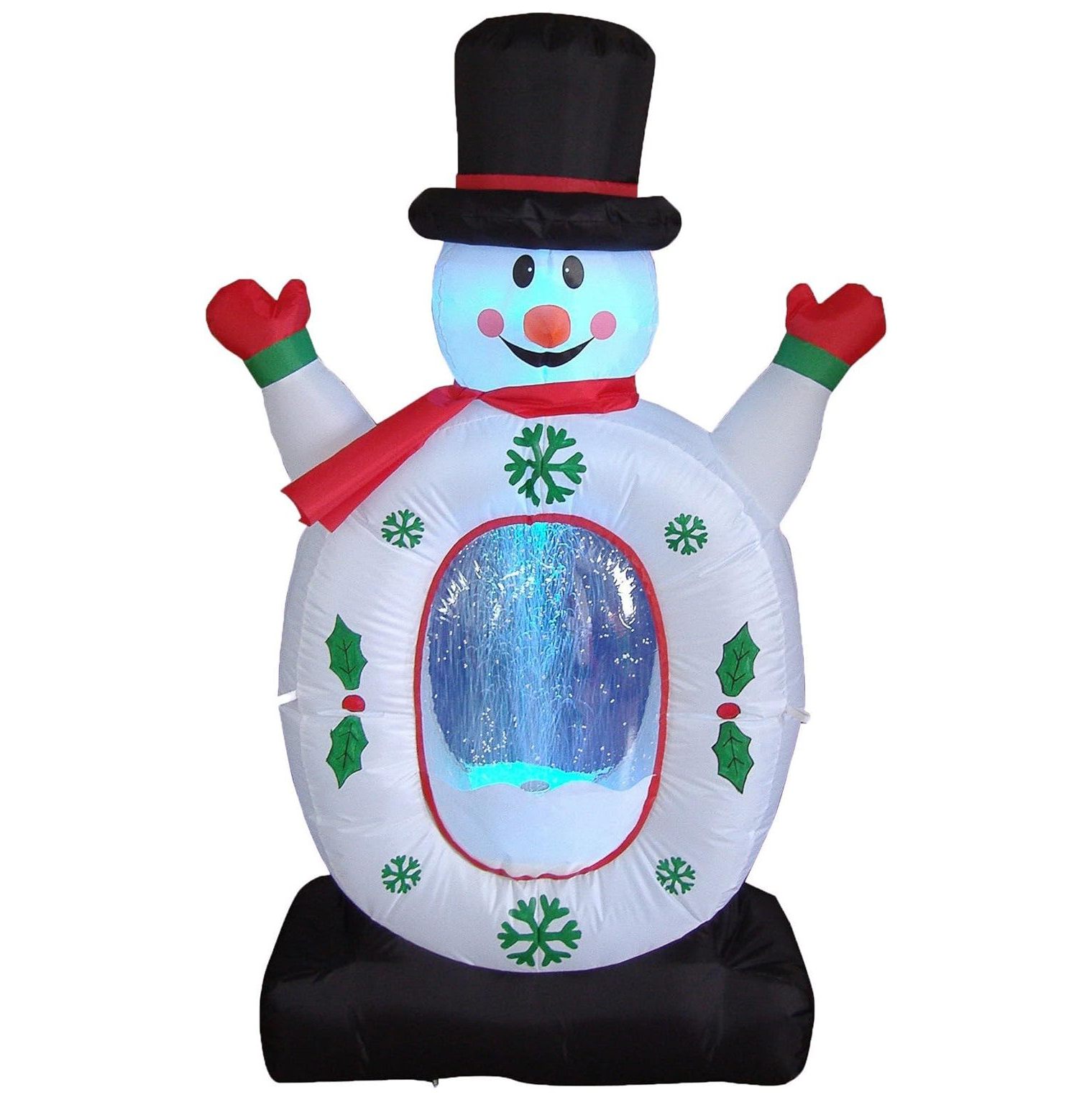 4 Foot Christmas Inflatable Snowman Snowflake Snow Globe Yard