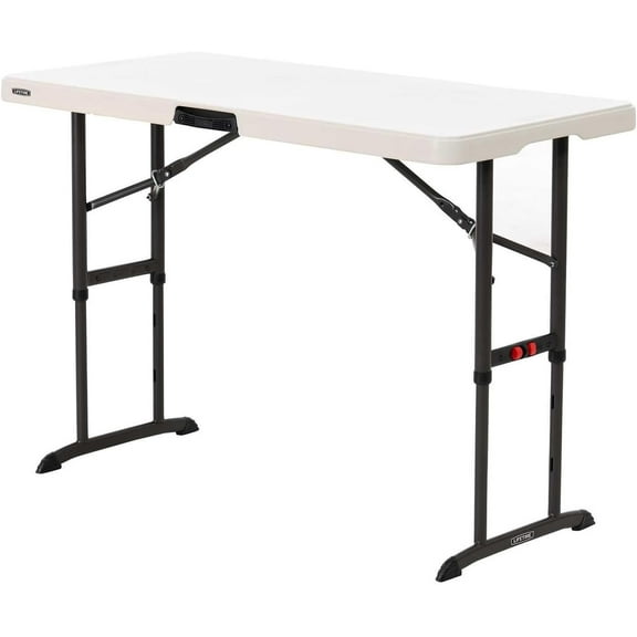 4-Foot Commercial Adjustable Folding Table, Almond