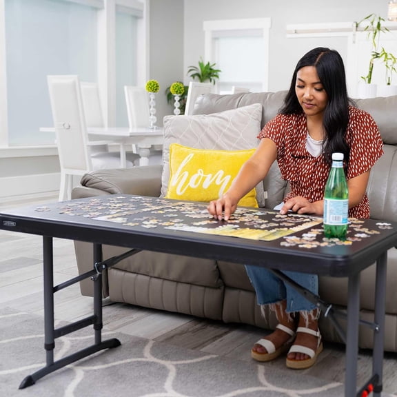 4-Foot Commercial Adjustable Folding Table, Black