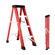 3 Step Ladder with Handrails, 330LBS Folding Step Stool, NonSlip Side Armrests Large Pedal Area, Multi-use for Home Kitchen Pantry Office