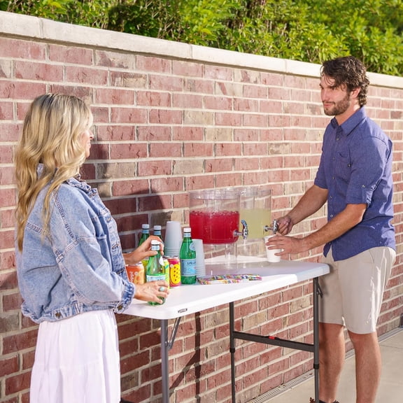 4-Foot Fold-in-Half Height Adjustable Table, Portable for Versatile Indoor or Outdoor Use