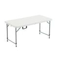 thumbnail image 1 of 4 Foot Foldable Table - Sturdy, Heavy Duty and Portable for Party, Dining, Picnic, Outdoor, Home, Party, Hold up to 330 lb (White, 4 Foot Table Cloth Included), 1 of 5