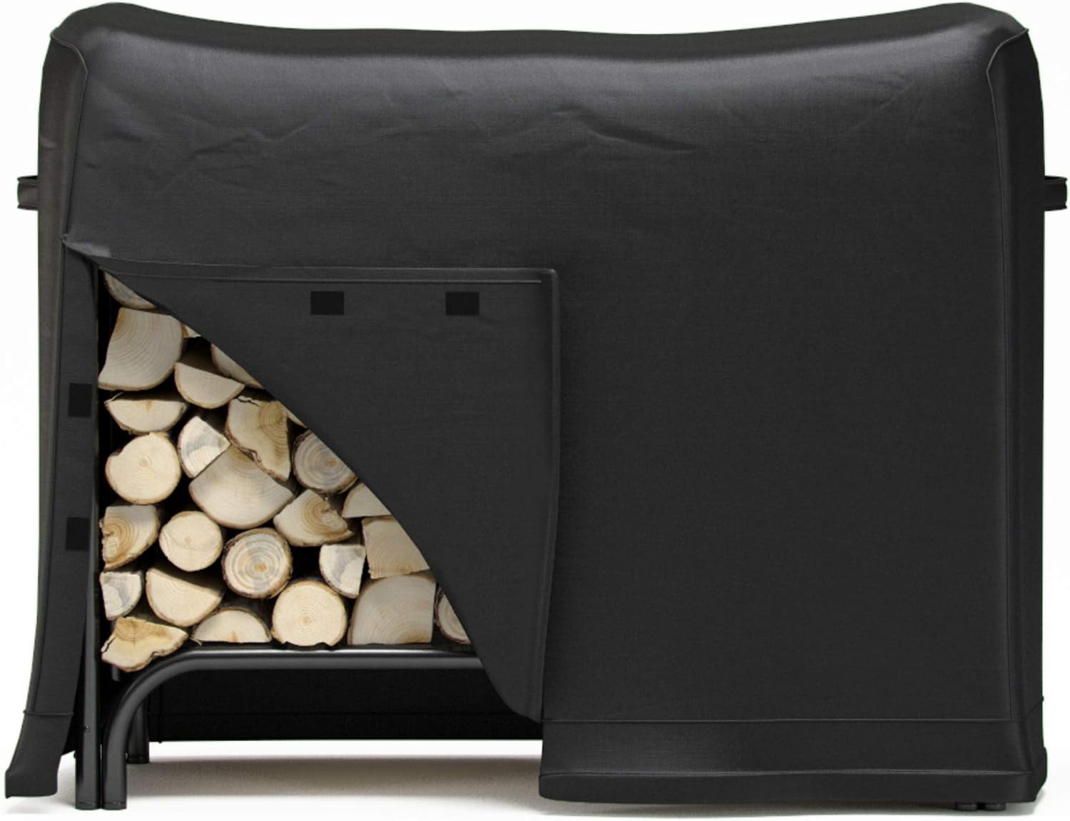 4 Foot Indoor Outdoor Black Water Resistant Firewood Log Rack Cover