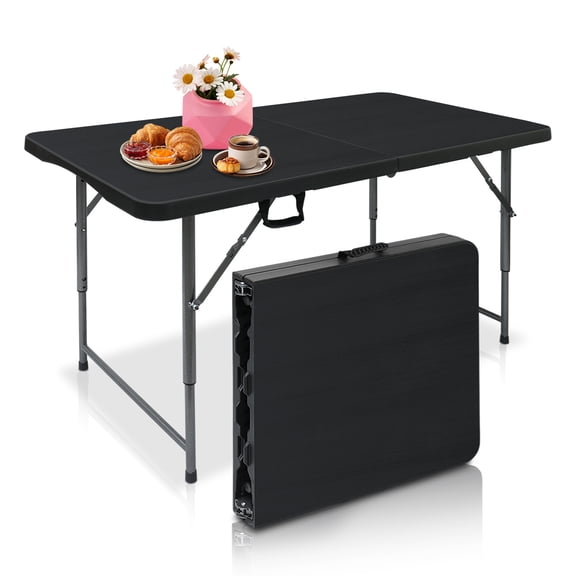 4 Foot Portable Heavy Duty Plastic Center Folding Table For Camping Party Picnic