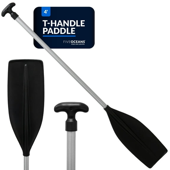 Five Oceans 4-Feet Canoe Paddle - Boat Paddle, T-Handle Oar Paddle for Canoe, Kayak and Small Boats - Corrosion-Resistant Floating Boat Paddles Marine-Grade Aluminum and Heavy-Duty Plastic - FO4722