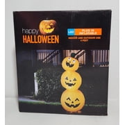 4 Foot Tall Happy Halloween Jack O Lantern Pumpkin Stack LED Light Up Airblown Inflatable