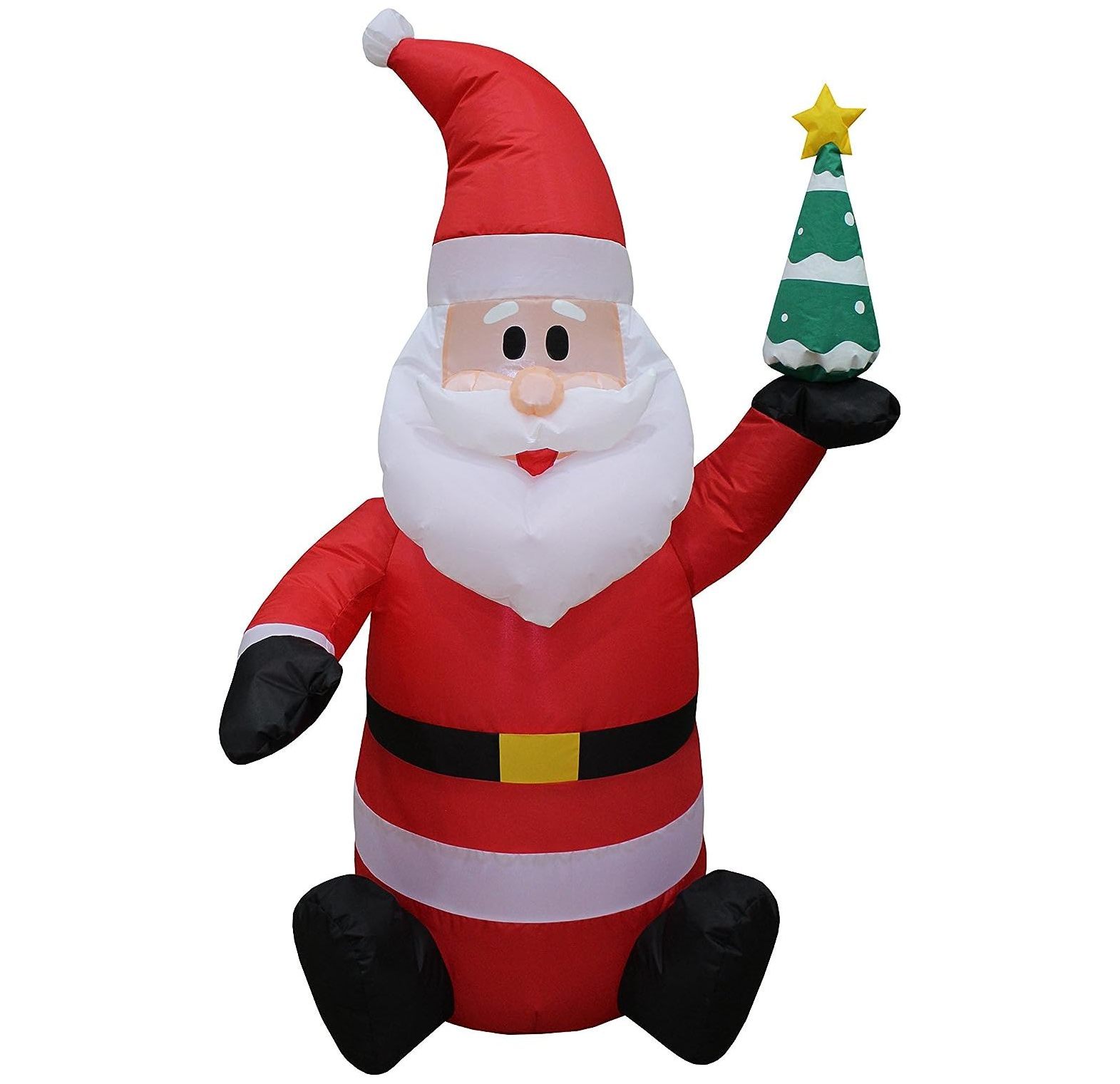 4 Foot Tall Lighted Christmas Inflatable Santa Claus Holding Christmas