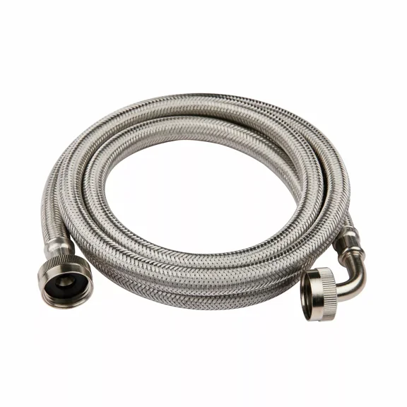 4-Foot Washing Machine Hose with 90-Degree Elbow, Reinforced for Hot and Cold Water, Durable and Leak-Proof