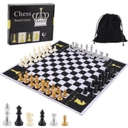 Grhonior 4 Four Players Chess Board Game Four Person Chess Set Game Unique Team Chess Set Mouse Pad Material with 4 Sets of Chess Pieces 64 Pieces 2-4 Person Adult Game Portable Game Set