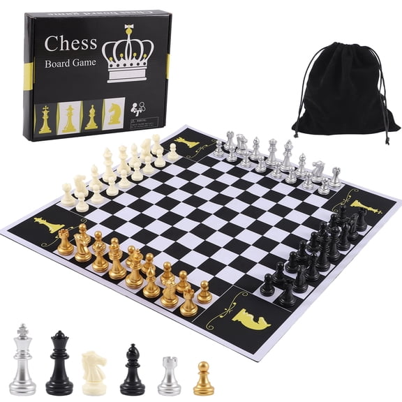 Grhonior Chess Set Four Player Adult Mouse Pad Material Portable