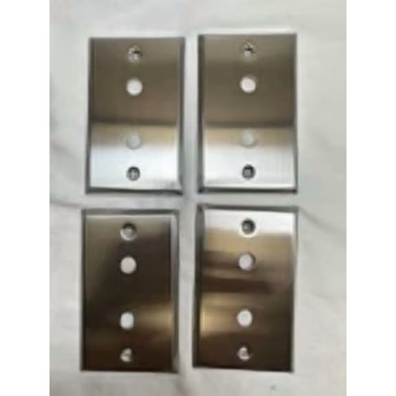 (4) Four Single Gang Blank Wall Plates for Two Mono 1/4" Jack Stainless Steel