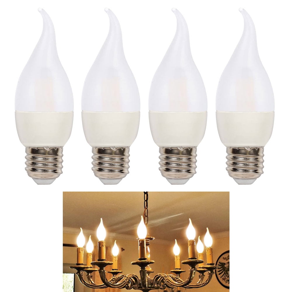 4 Frosted 40W Replacement LED Light Bulbs Medium Base Lamp Flame Tip Chandelier