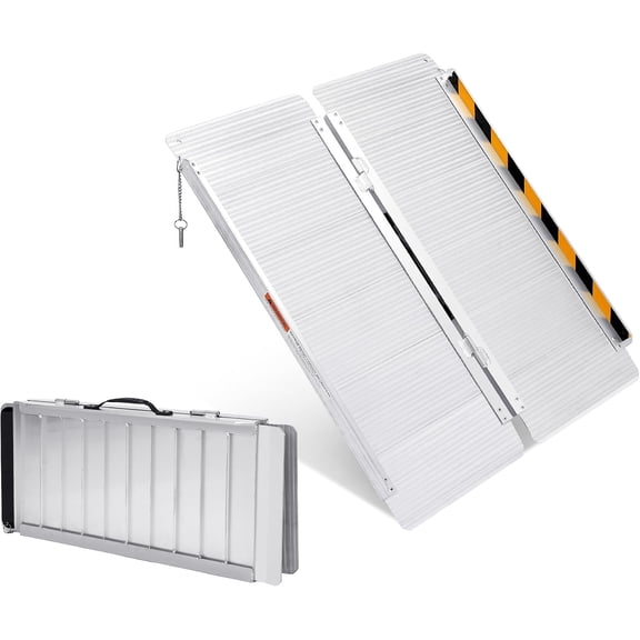 4 Ft Aluminum Wheelchair Ramp 600 lb Capacity 4-12in Rise Folding Non-Slip