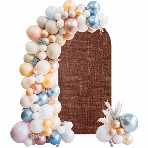 4 Ft Arch Backdrop Cover, Dark Brown Decorative Wedding Arch Covers Spandex Fitted, Vintage Country Monochrome Chocolate Color Backdrop Arches Covers for Party Banquet Baby Shower