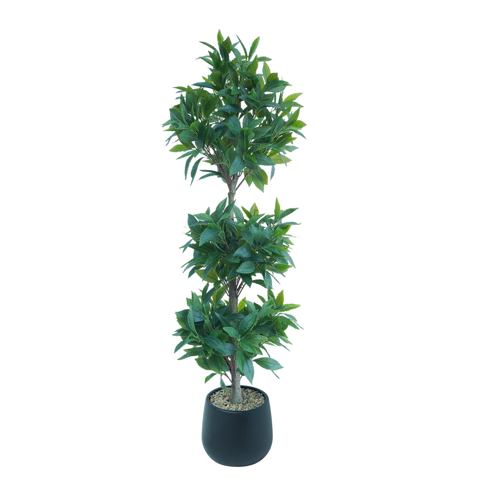 4 Ft Artificial Laurel Tree, Triple Ball Topiary Potted Plant with Realistic Moss & UV Protection, for Indoor and Outdoor Decor in Living Room, Patio, or Entryway