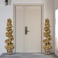 Plastic Tree Form 4 Ft Artificial Topiary Spiral Tree Set of 2, Gold Pe Pewter-Look ...