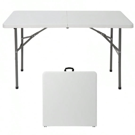 4 Ft Folding Table Plastic Camping Table For Party Dining In/Outdoor White/Black