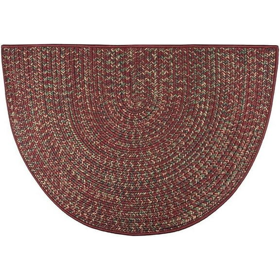 4 Ft Half Round Fire-Resistant Hearth Rug | Fireproof Protection Technology | Durable Berber Loop Fireplace Rug | 48" x 27" Fireplace Mat | Hearth Pads for Wood Stove | Multi Color Red