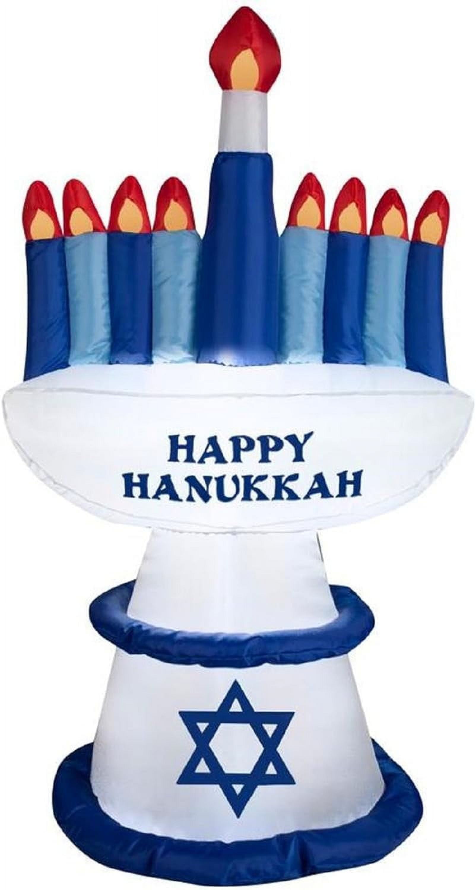 4 Ft Happy Hanukkah Menorah & Candles Airblown Inflatable Outdoor Yard