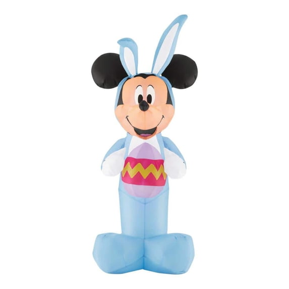 4 ft Lighted Mickey Mouse Easter Inflatable Yard Decoration – Blue Bunny Suit Outdoor Lawn Decor – Airblown by Gemmy