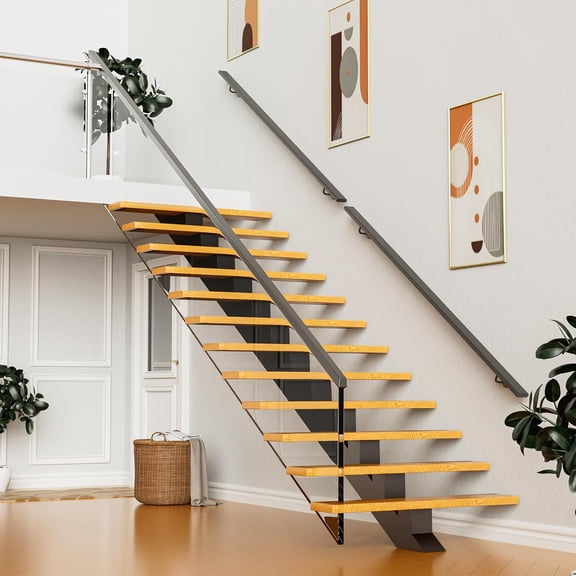 4 Ft Modern Oval Stair Railing Kit, Professional Stainless Steel Frosted Handrail, Indoor&Outdoor Staircase Handrail, Metal Railing Suitable for The Elderly and Children