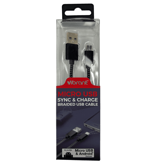 4 Ft Nylon Braided Micro USB Charge, Sync Cable, Durable 2.0 Cord for Android Phones, Gaming Consoles, Portable Chargers, GPS, Cameras, Fast Charging, Data Transfer, Black