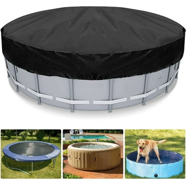 4 Ft Round Pool Cover, Solar Covers for Above Ground Pools, Inground Pool Cover Protector with Drawstring Design Increase Stability, Hot Tub Cover Ideal for Waterproof and Dustproof (Black)