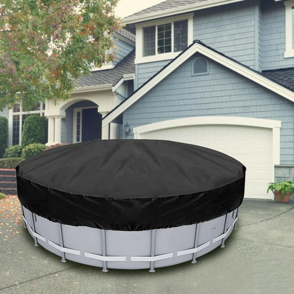 4 Ft Round Pool Cover, Solar Covers for Above Ground Pools, Inground Pool Cover Protector with Drawstring Design Increase Stability, Hot Tub Cover Ideal for Waterproof and Dustproof (Black)
