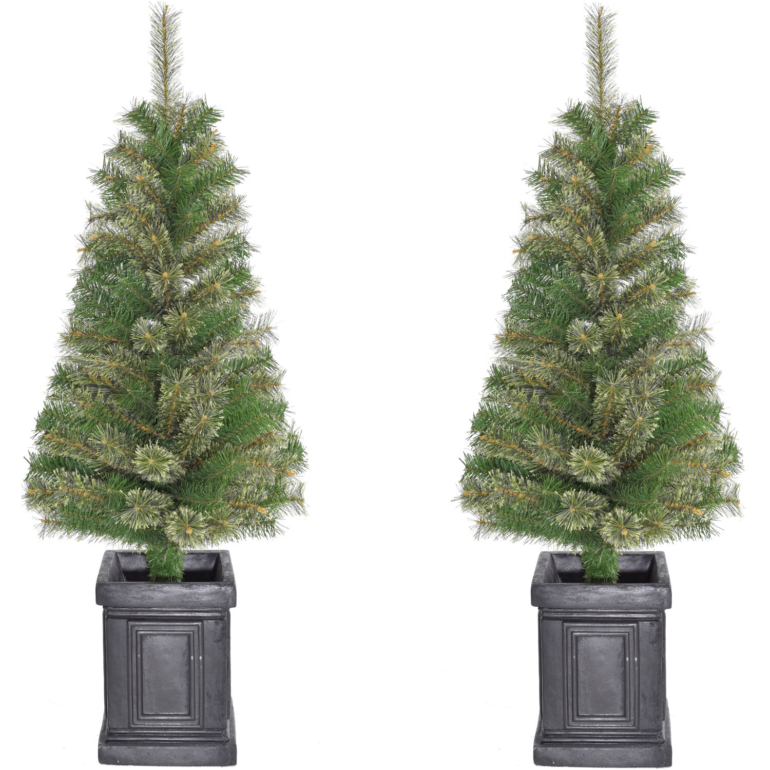 4-Ft. Set of 2 Porch Accent Tree in Black Pot, No Lights - image 1 of 5