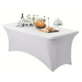 thumbnail image 1 of 4 Ft Table Cover Fitted Rectangular Fitted Stretch Champagne Washable Spandex Table Protector for Party Wedding Cocktail Events, 1 of 2
