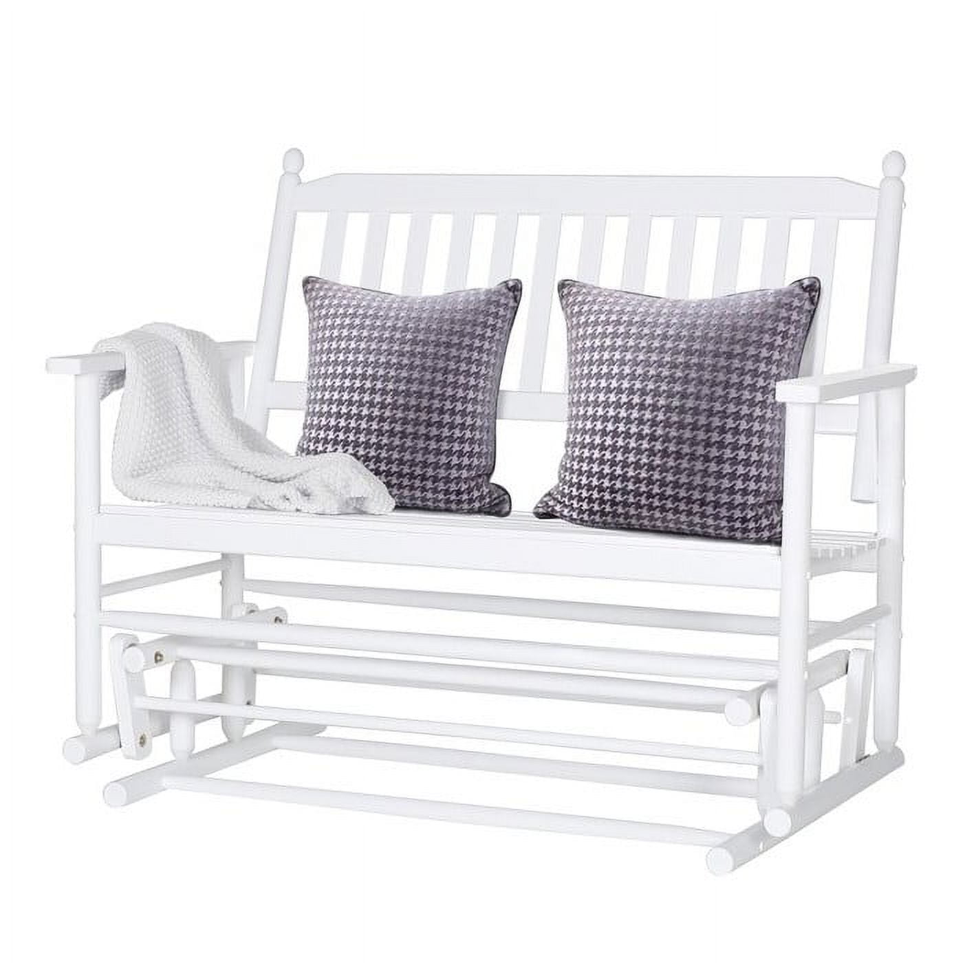 4 Ft Traditional Solid Wood Outdoor Patio Glider Swing Bench in White ...