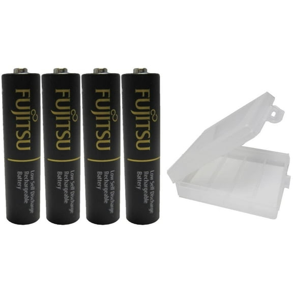 4 Fujitsu AAA Ready-to-Use HR4UTHC 950mAh (Min. 900mAh) Rechargeable NiMH 1.2V Batteries - with Battery Holder