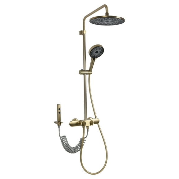 4 Functional Rainfall Shower and 4 Settings Hand Held Shower with Spray Gun, Complete Shower Set with Rough-in Valve