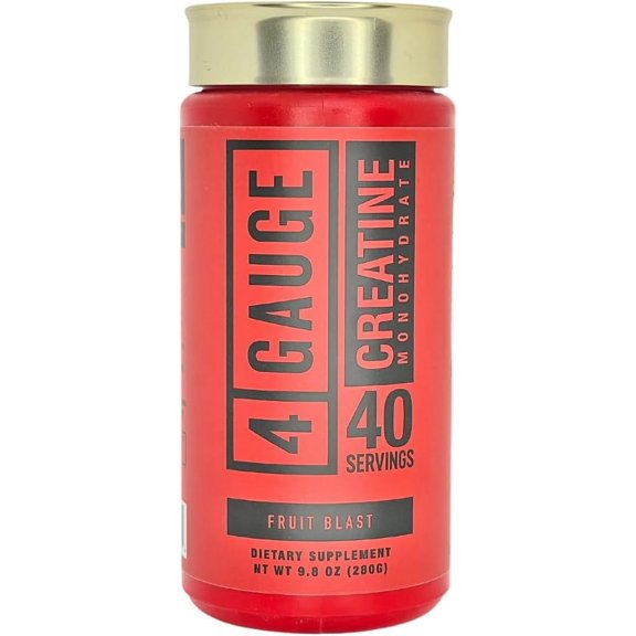 4 GAUGE Creatine Monohydrate - 5000 MG Per Serving - 40 Servings - Fruit Blast Flavor - No Artificial Sweeteners